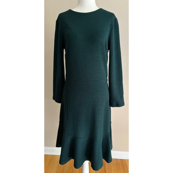 GAP Textured Fit & Flare Green Flutter Dress Career Holiday Party Size 6 TALL - Picture 3 of 13